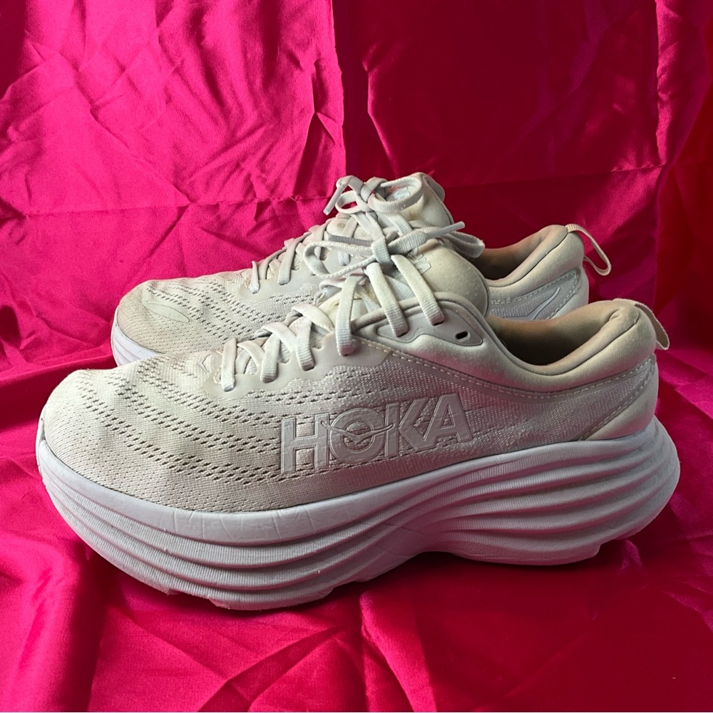 Hoka one no Bondi Women's Cream Athletic Shoes 9D - Picture 5 of 11